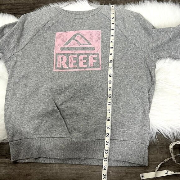 Reef Gray Pink Logo Graphic Crewneck Sweatshirt Pullover Womens Small - Picture 6 of 8